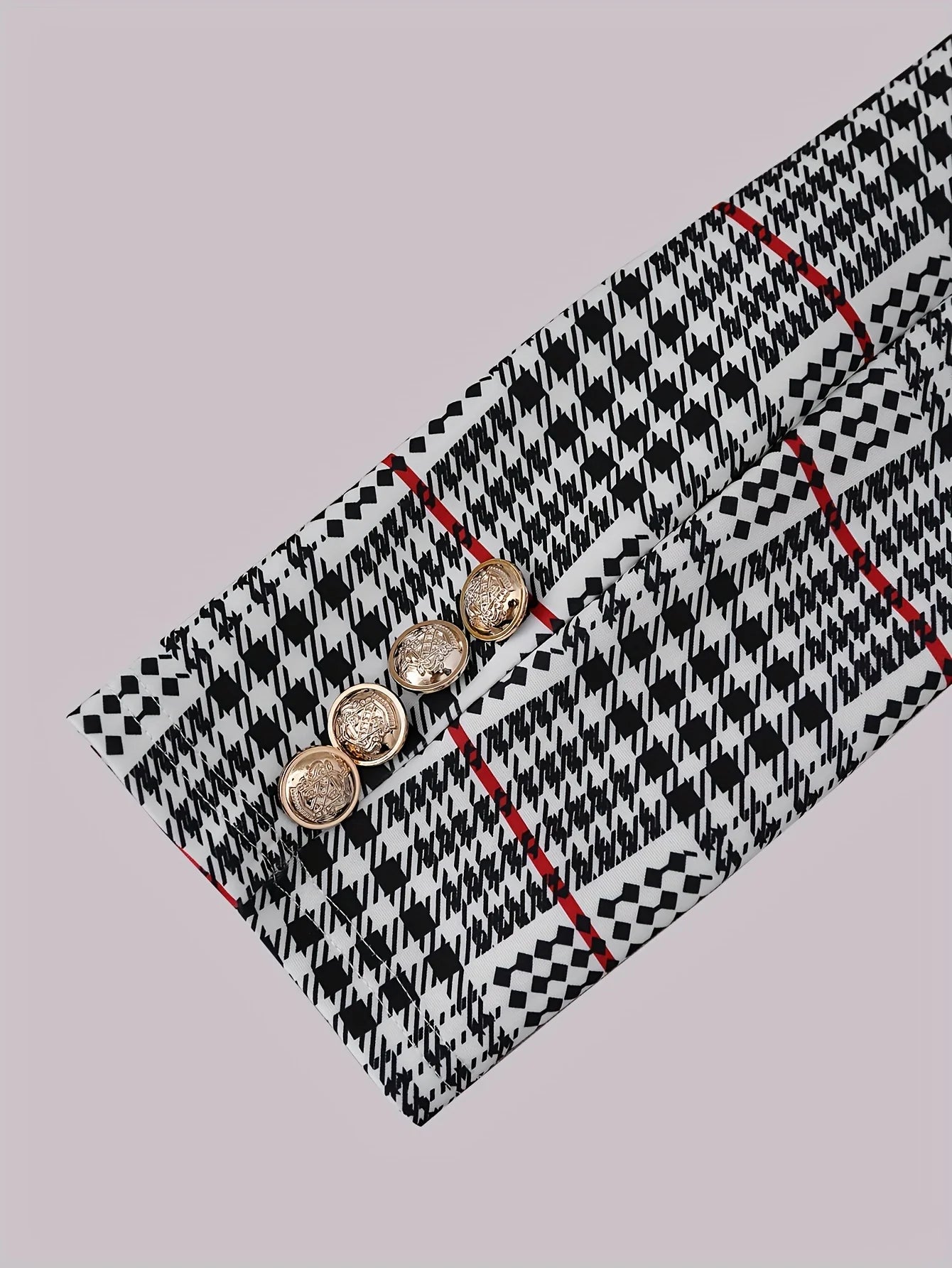 Ladies' suit dress with plaid buttons, elegant dress set, lapel long sleeved suit jacket, high waisted dress, women's clothing