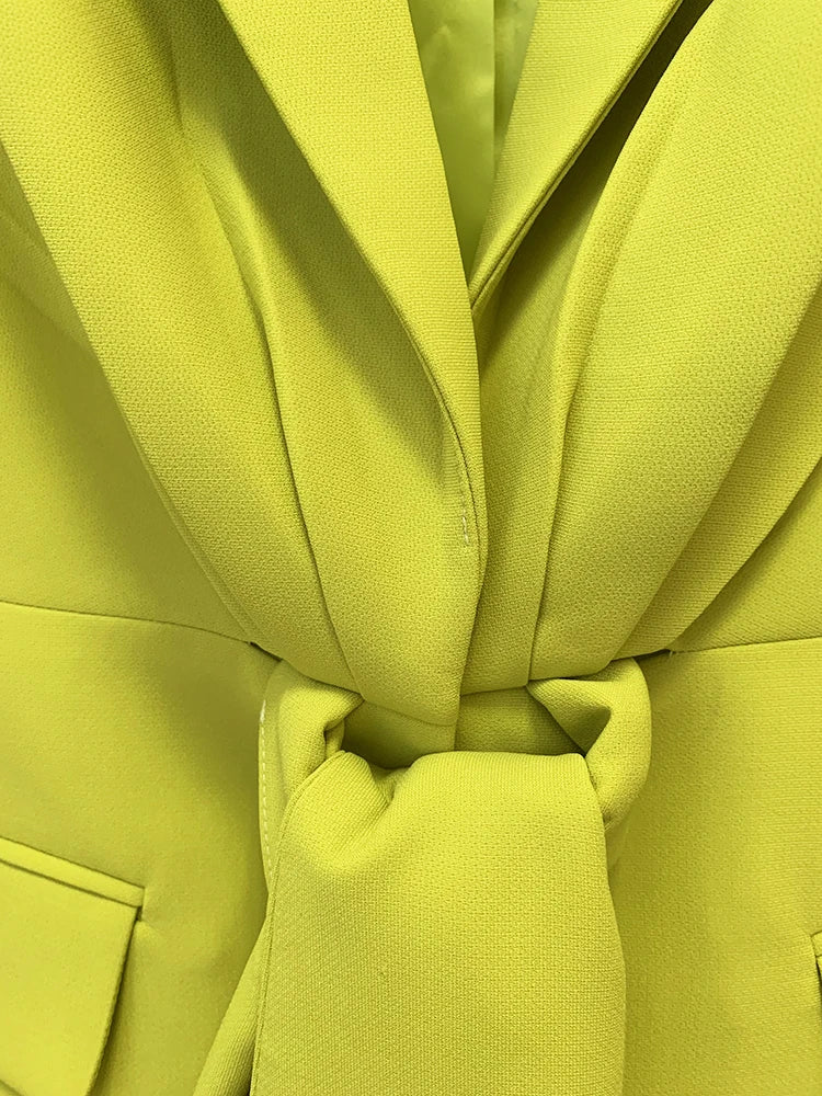 HIGH QUALITY Newest Fashion 2026 Designer Runway Suit Set Women's Belted Blazer Jacket Wide Leg Pleated Pants Set Two pieces