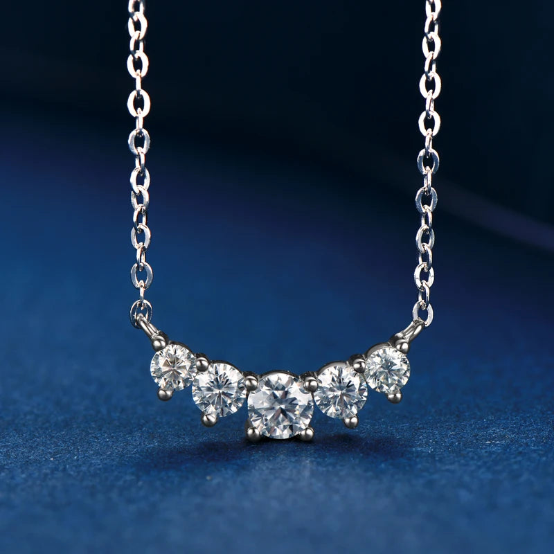 OXTAO U-Smile Moissanite Necklace for Women D VVS1 Sparkling Lab Diamon Luxury Necklaces 925 Sterling Silver GRA Certified