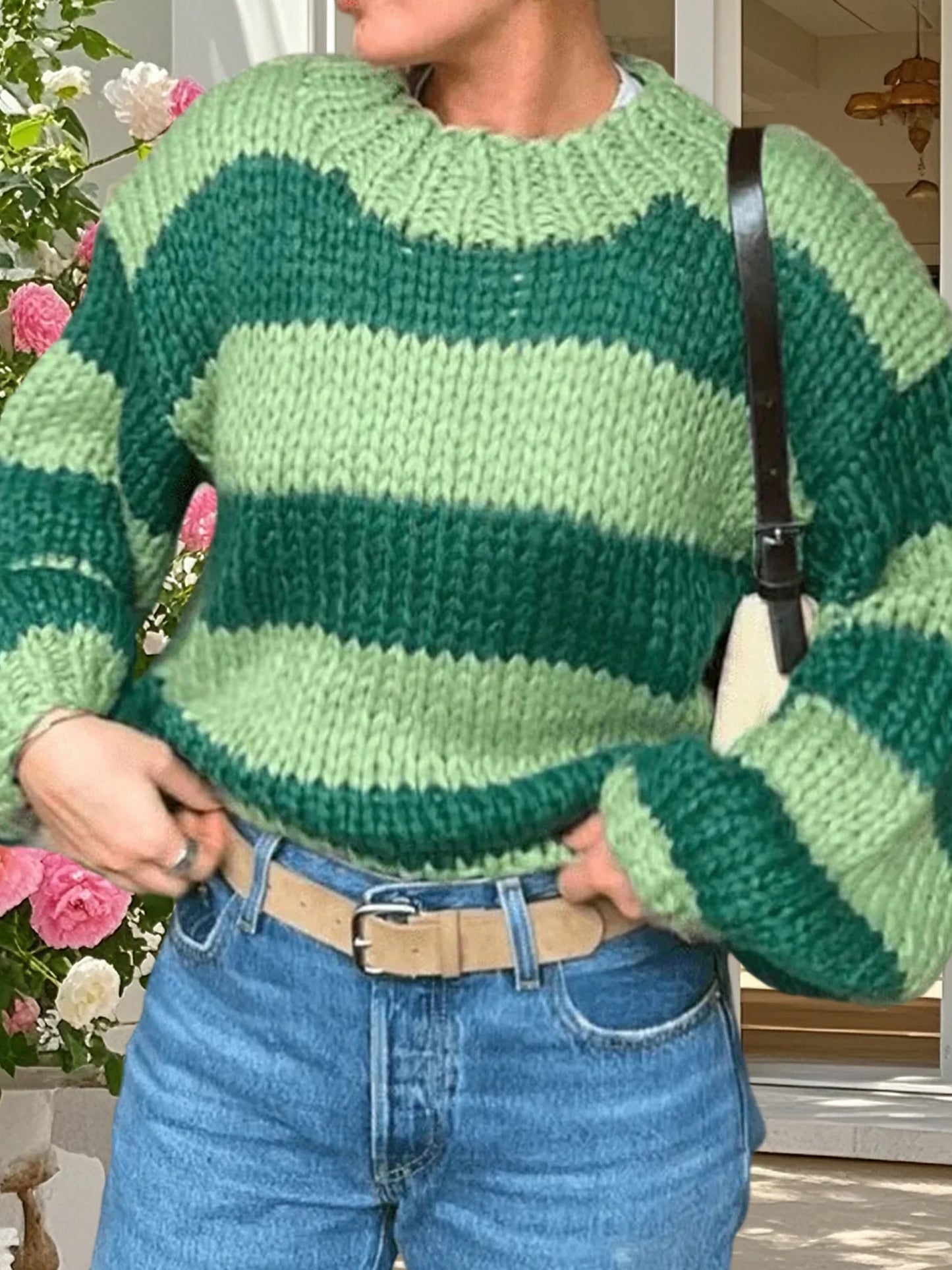 Women s Cozy Cable Knit Pullover Sweater with Turtleneck and Ribbed Trim for Fall Winter Fashion Style