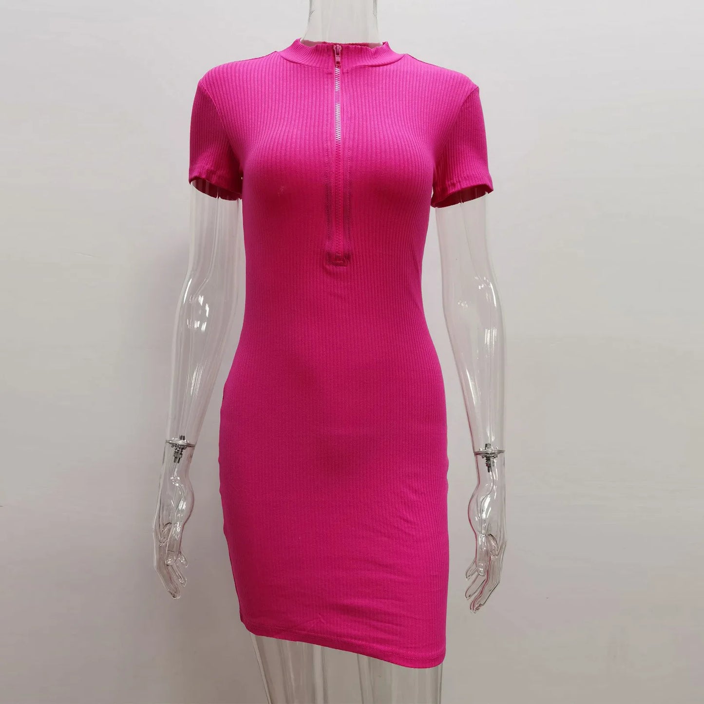 Sexy Sheath Women's Mini Dresses Solid Lace Turtleneck Slim Fit Bodycon Hollow Out Half Sleeves Streetwear Vestidos Robe