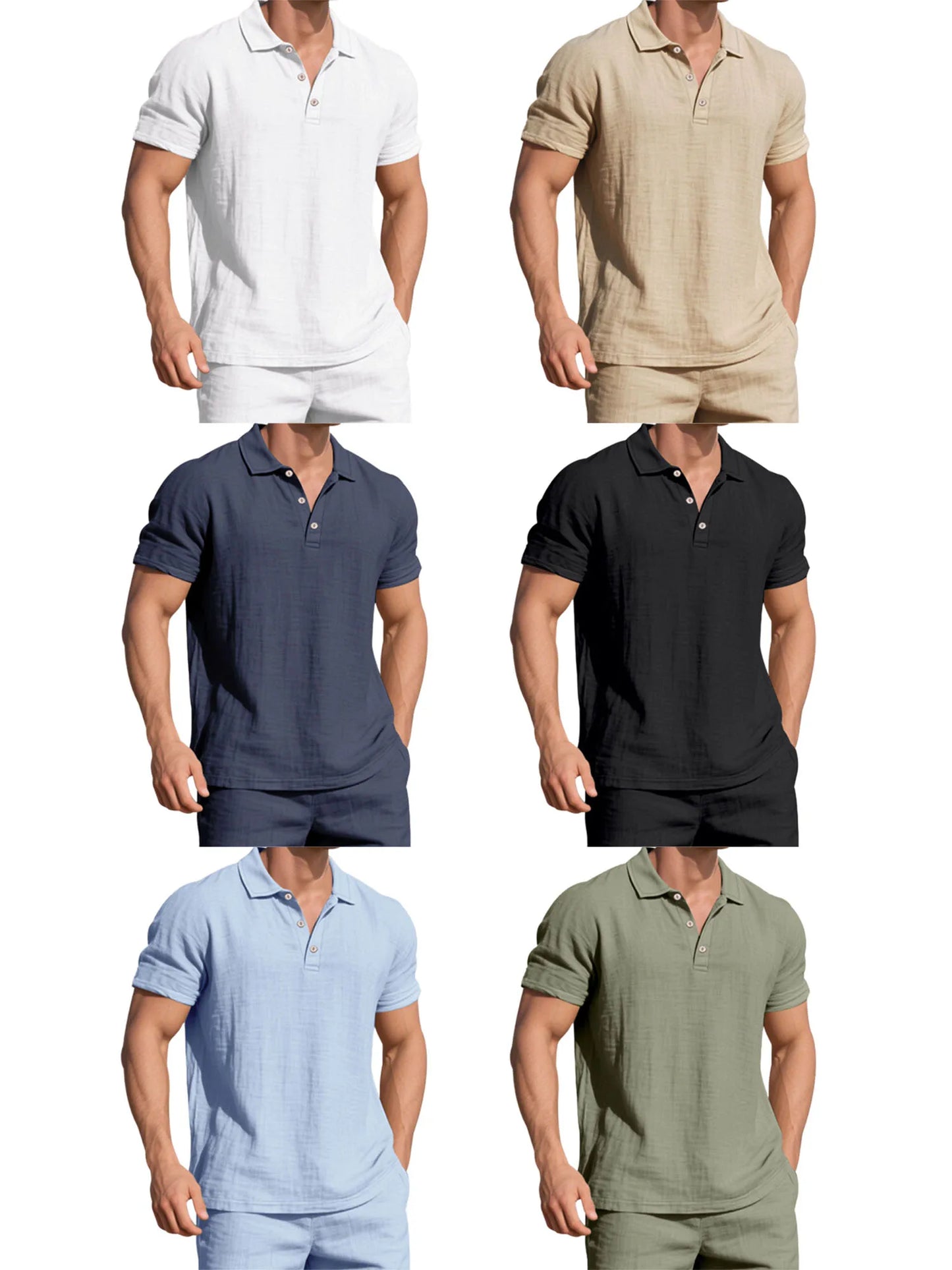 Men s Casual Short Sleeve Linen Shirt with Lapel Collar and Button Detail - Lightweight Summer Top for a Stylish Look