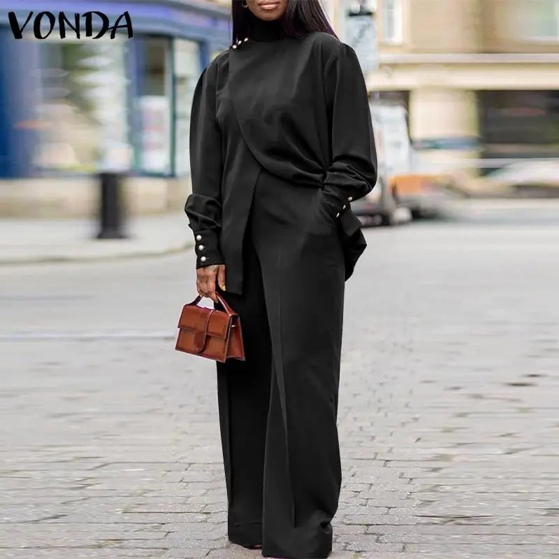 plus size autumn high neck suit