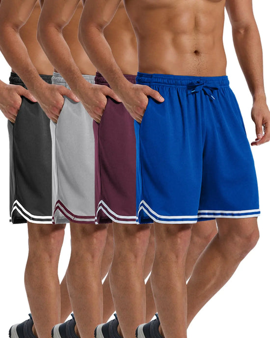 4 Pack Mens Athletic Shorts Basketball Shorts Gym Workout Mesh Lightweight Basketball Shorts for Men