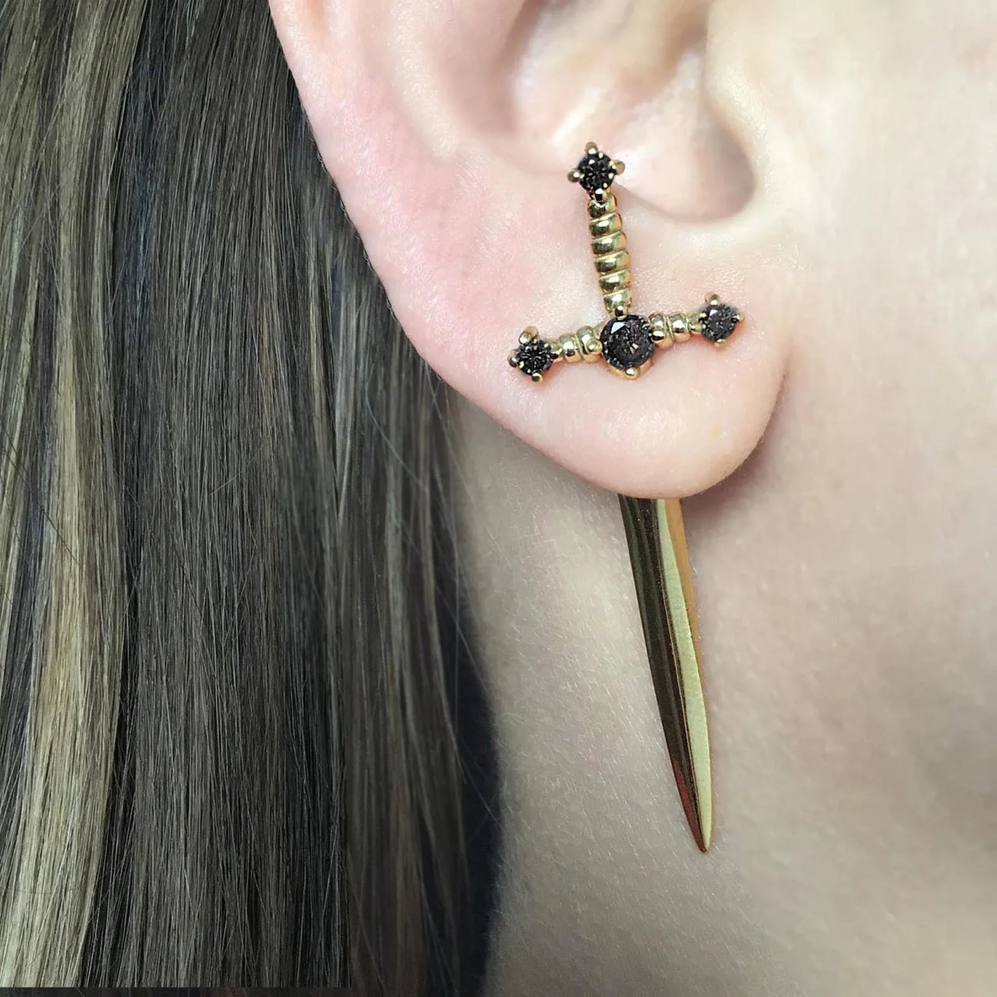 Fashion Punk Gold Color Cross Stud Earrings Hip Hop White Litter Rhimestone Jewelry Piercing Studs for Women Men Ear Accessories