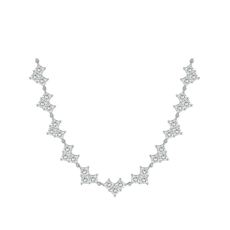 1 fashionable princess square-cut synthetic zircon love necklace, copper 18k gold-plated, exquisite hand-inlaid, luxury gift for