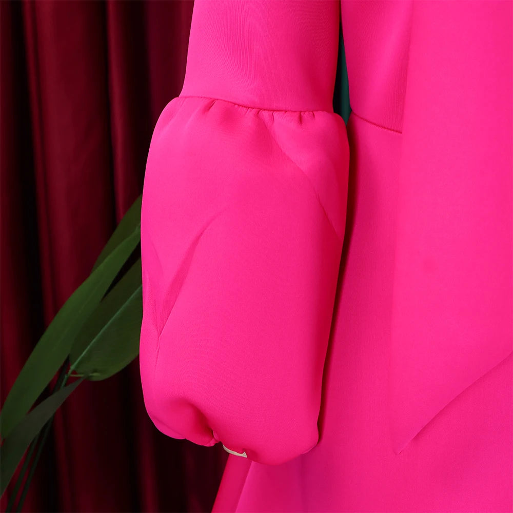 Elegant Party Dresses for Women Luxury Woman 2024 Bow Collar Full Sleeve High Waisted Pleated Mid Calf Birthday Dinner Celebrate