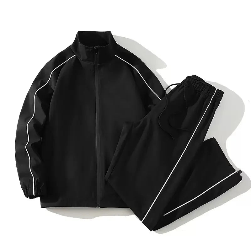 Autumn and Spring Fashion Solid Color Windproof Waterproof Sports Suit Men's Casual Loose Comfortable High Quality Two-piece Set