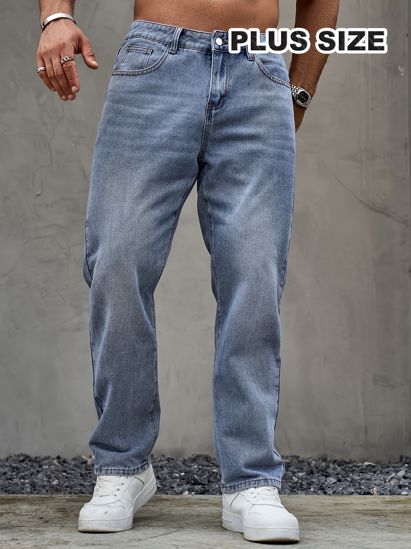 Extra Large Size, Loose and Fashionable Single Item, Men's Washed Jeans, Comfortable Outdoor Trousers for Men, Suitable for Outdoor Travel, PLUS SIZE