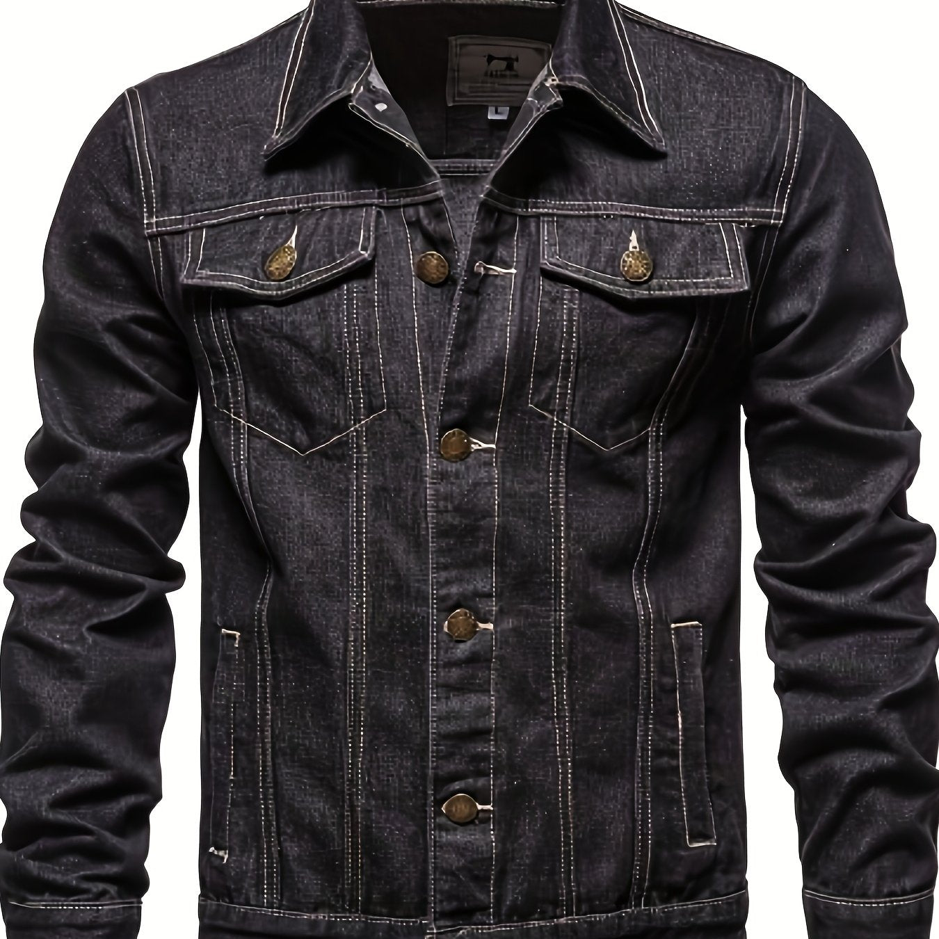 Men's Slim Fit Denim Jacket, Plus Size Fashionable Casual Cardigan Top, Men's Plus Size Denim Jacket, PLUS SIZE
