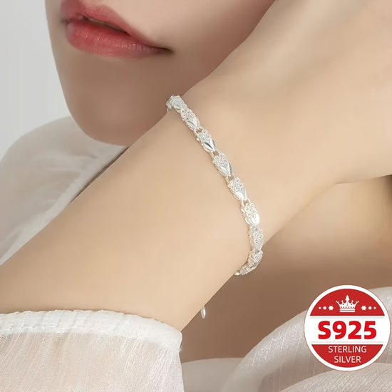 S925 Sterling Silver Bracelet for Ladies - Vintage Boho Style | Ideal for Daily Wear and Gift-Giving - Perfect for Valentine&
