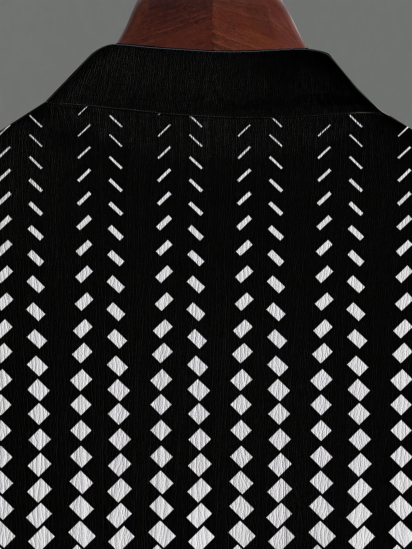 [Plus Size Polka Dot Knit Set] 1set Plus Size Men's Polka Dot Knit Shirt and Pants Set - Polyester Blend with Elastane, Lapel Collar, Button Details, Slight Stretch, Regular Fit