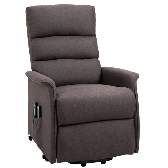 Senior Serenity: Linen Lift Recliner with Remote for Effortless Comfort in Brown