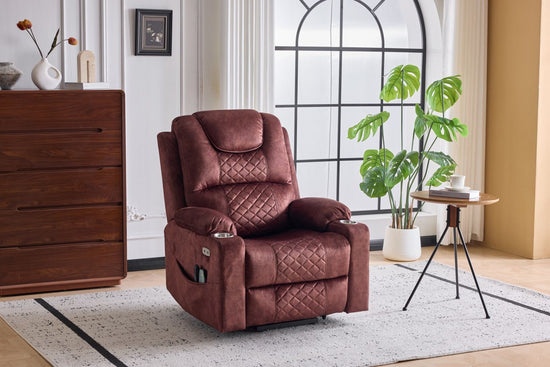 Oversized Power Lift Recliner massage Chair for Elderly,nfinite Positions,Single Motor,Cup Holders,and USB and type-c Ports,polyester Home Theater Seat