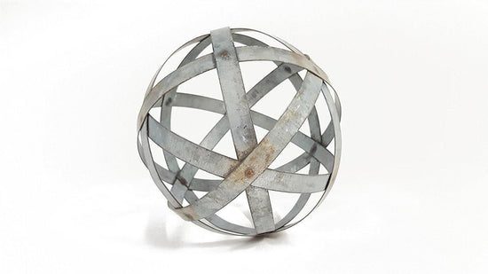 Metal Decorative Sphere for Home Decor Distressed Galvanized Bands Hand Painted Modern Decorative Balls for Living Room Bedroom Kitchen Bathroom Office Table Decorative Orbs for Сenterpiece