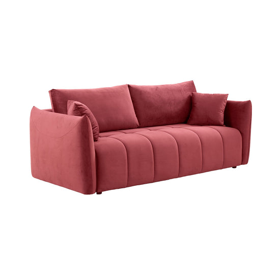 Sectional Sofa,3 seater sofa with 3 Pillows for Living Room,Velvet for bedroom, livingroom Wine Red