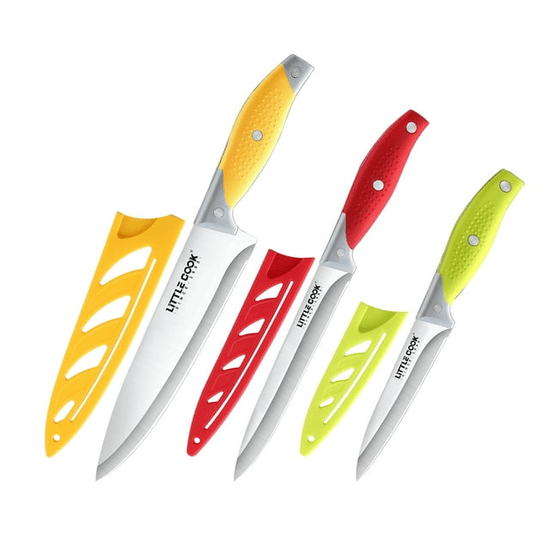 Little Cook Chef Knife Set, 3PCS Kitchen Knife, Multicolor Stainless Steel Sharp Chef Knife Set, 8 Inch Chef&