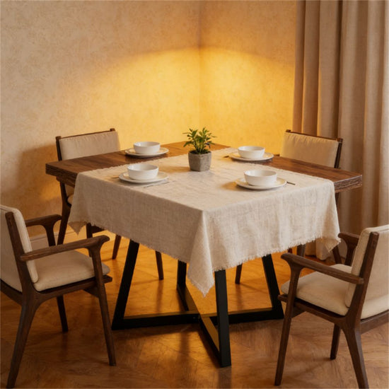 Square dining table, wooden kitchen dining table, classic design, black metal frame  (table only)