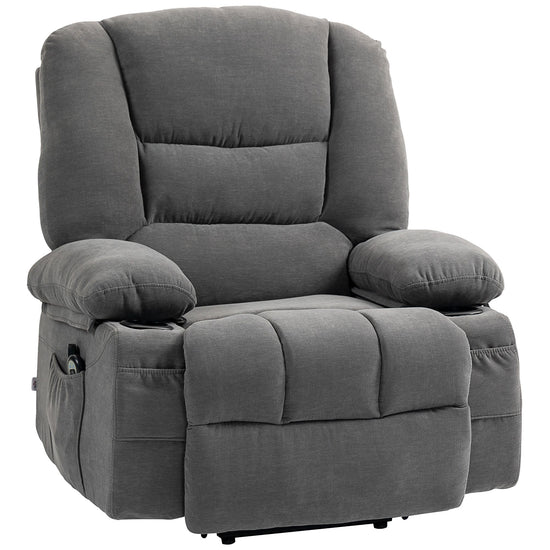 Power Lift Chair, Electric Recliner Chair with Vibration Massage, Heat, Side Pockets, Quick Assembly, Charcoal Gray