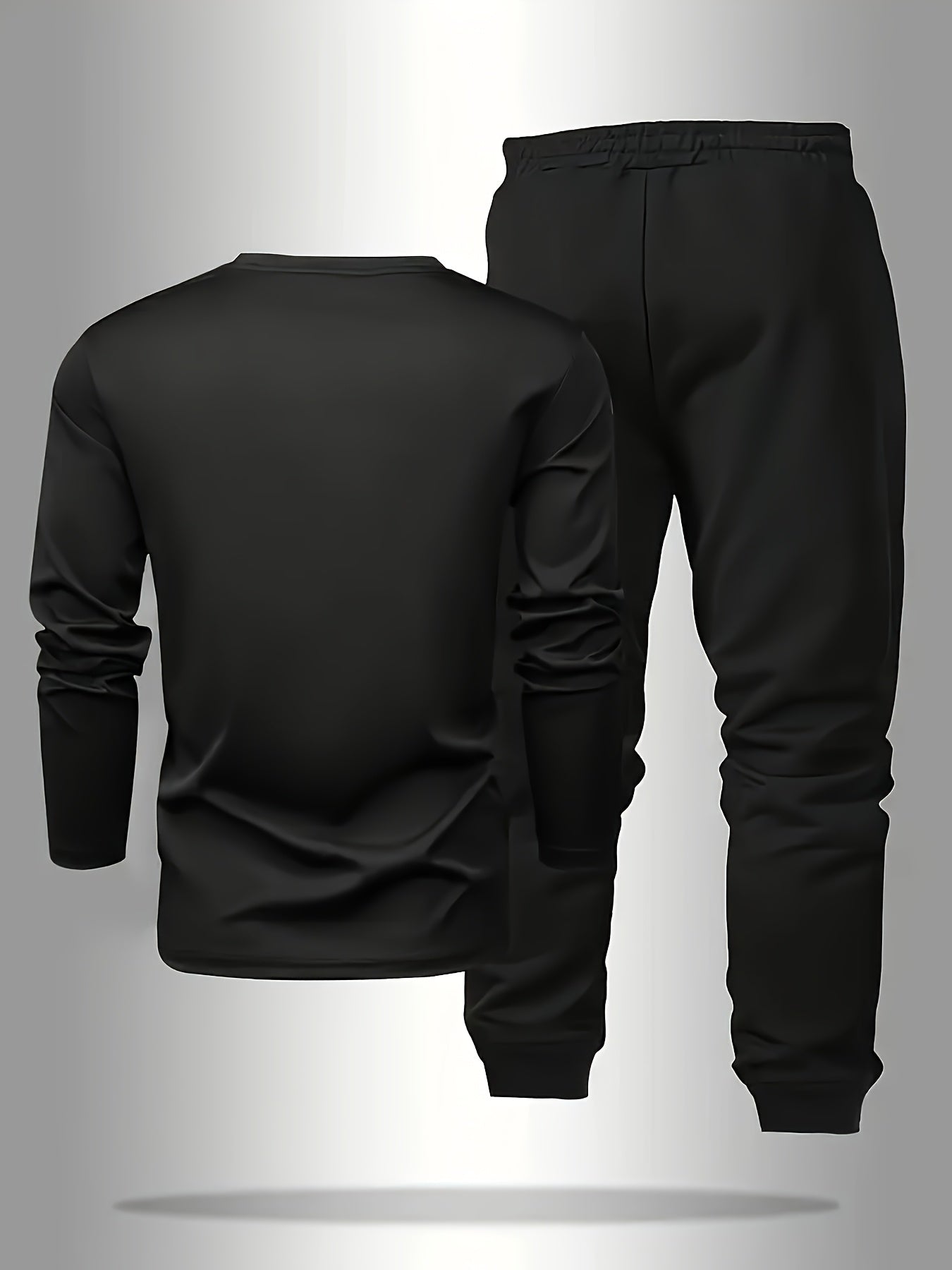 Men'S Casual Athletic Long Sleeve Shirt and Sweatpants Set - Black with White & Red "PARIS" Print, Drawstring Waist, Pockets, Polyester Blend for Golf, Running, Hiking & Outdoor Activities, Golf Attire, Sporty Look, Durable F