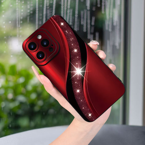 Phone Case: High-End Red Flash Curve Wave Pattern Phone Case | Elegant | Resistant to Yellowing And Wear | Scratch And Drop Resistant | Wholesale Phone Cases - UV Printing Suitable for iPhone 17/16/11/12/13/14/15/16 Plus/17 P