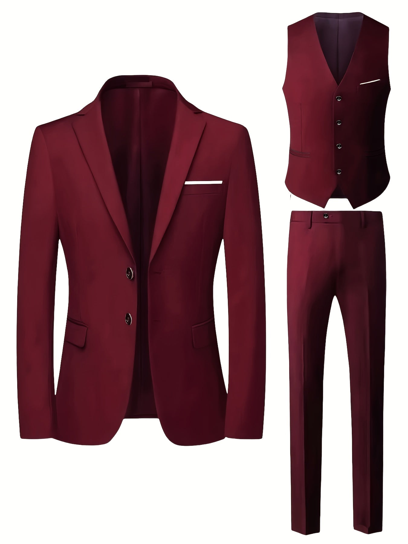 [Plus Size 3-Piece Suit] Premium Plus Size Men's Three-Piece Suit Set | Formal Wear, Wedding Attire, Business Casual, Holiday Gift