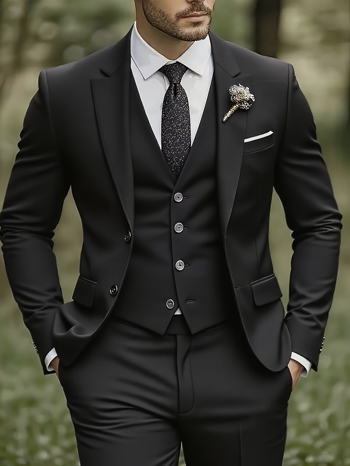 [Plus Size 3-Piece Suit] Premium Plus Size Men's Three-Piece Suit Set | Formal Wear, Wedding Attire, Business Casual, Holiday Gift