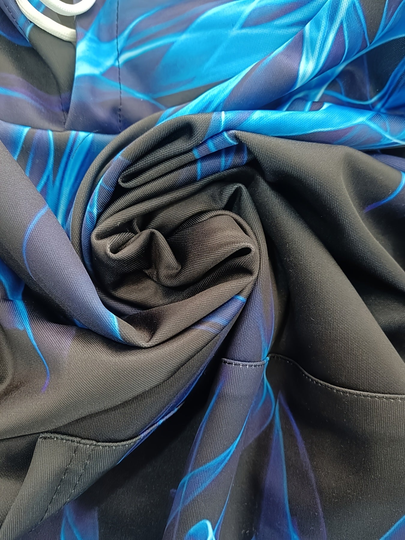 1 Set Men'S Plus Size Casual Athletic Sweatshirt and Pants Set - Vibrant Blue Flame Print, Polyester Knit Fabric, Slight Stretch, Regular Fit, Machine Washable, Ideal for Casual Attire, PLUS SIZE