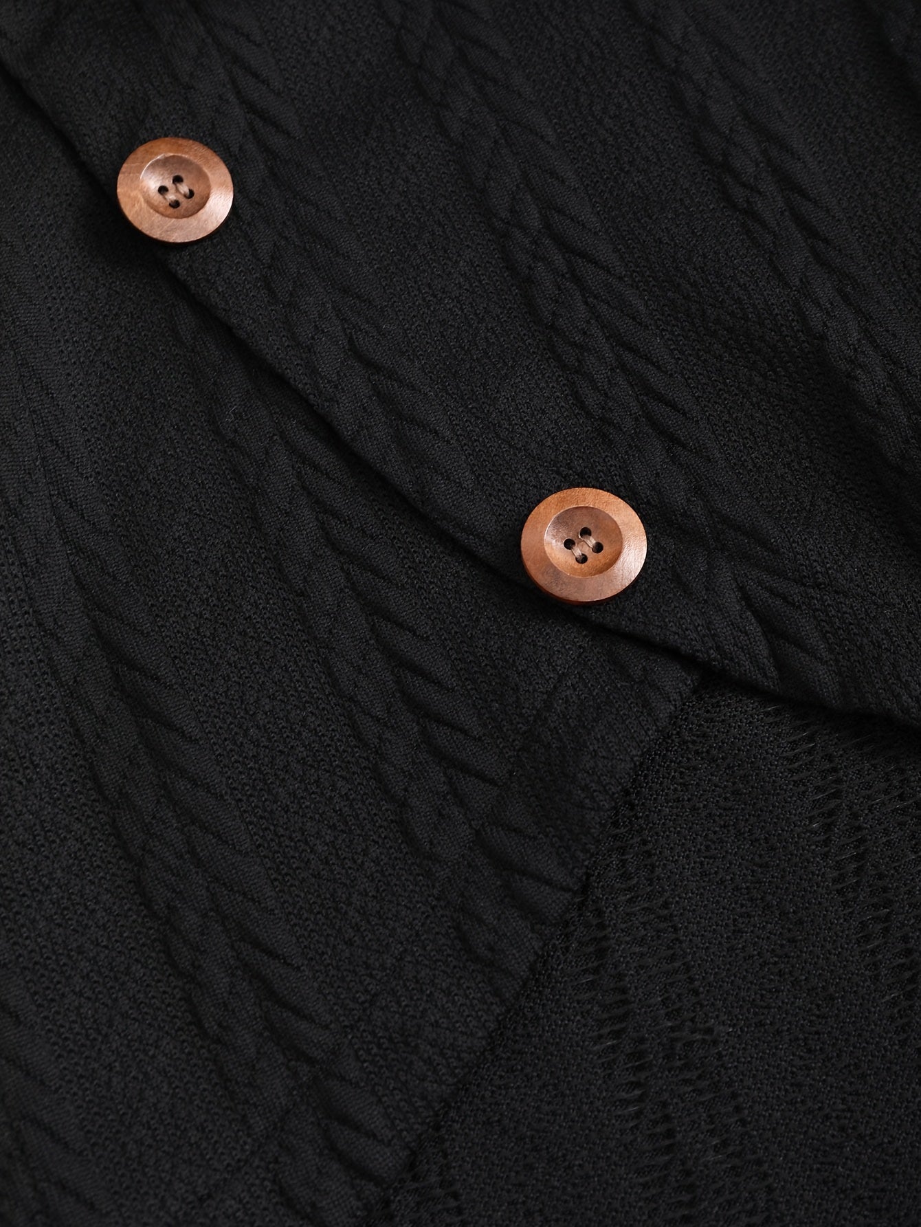 Women'S Casual Knit Cardigan, High Neck Asymmetrical Button Detail, Solid Color Polyester 95% Spandex 5% Long Sleeve Top for Fall/Winter