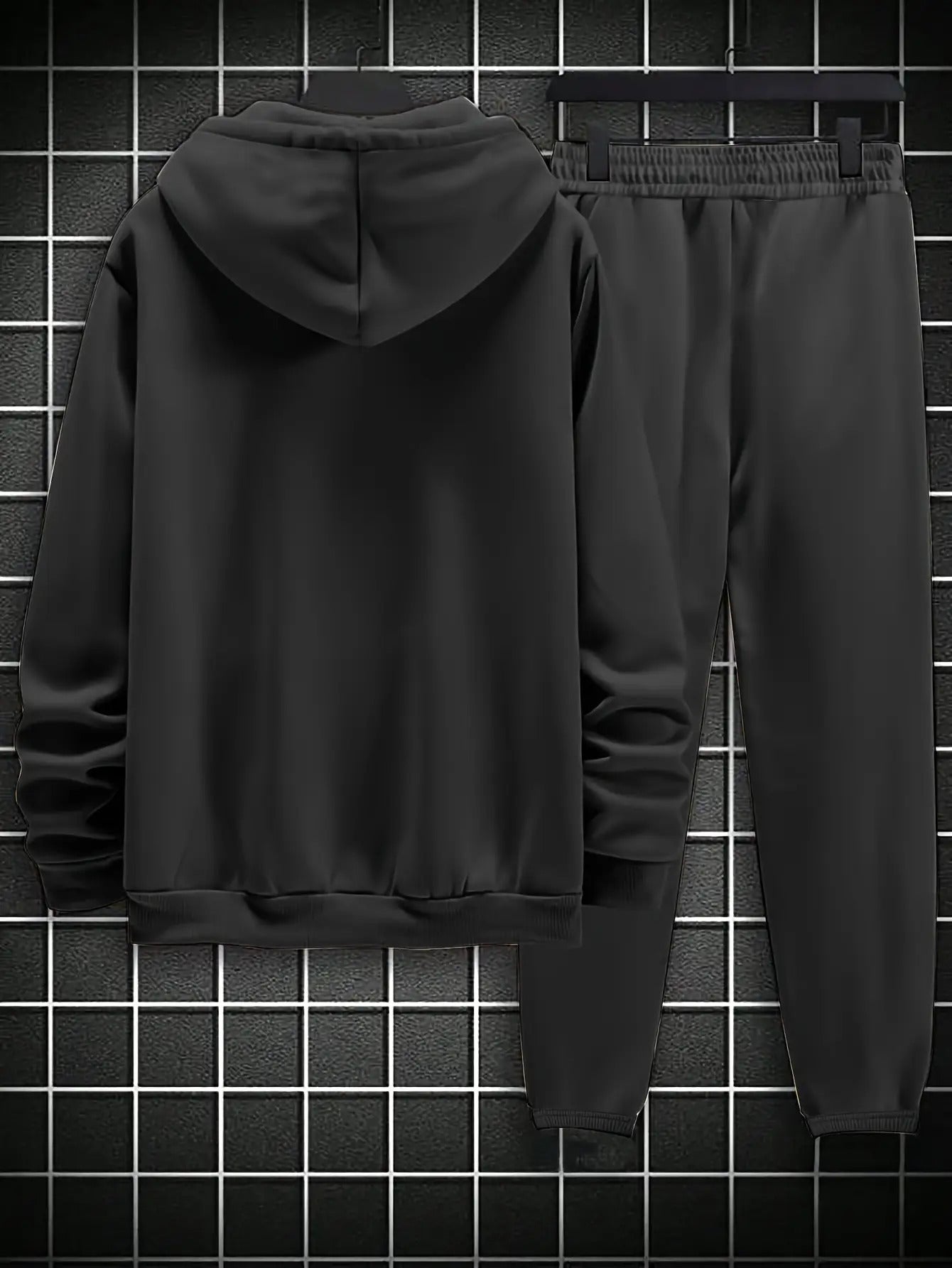 Men'S Plus Size Oversized Hooded Sweatshirt & Jogger Pants Set - Solid Full-Zip Hoodie with Drawstring Pants, Thick Warm-Retaining Fabric, Casual Athletic Wear for Gym, Everyday Winter Outfits - Comfortable & Stylish Winter C