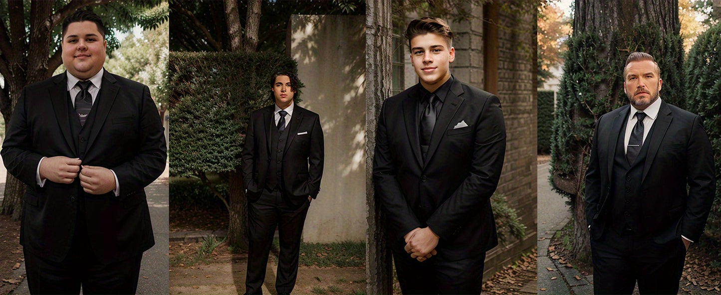 Big size suit three piece set for Men's formal attire, height 2 buttons, jacket, vest, pants, workplace, office, wedding, Christmas, school, PLUS SIZE