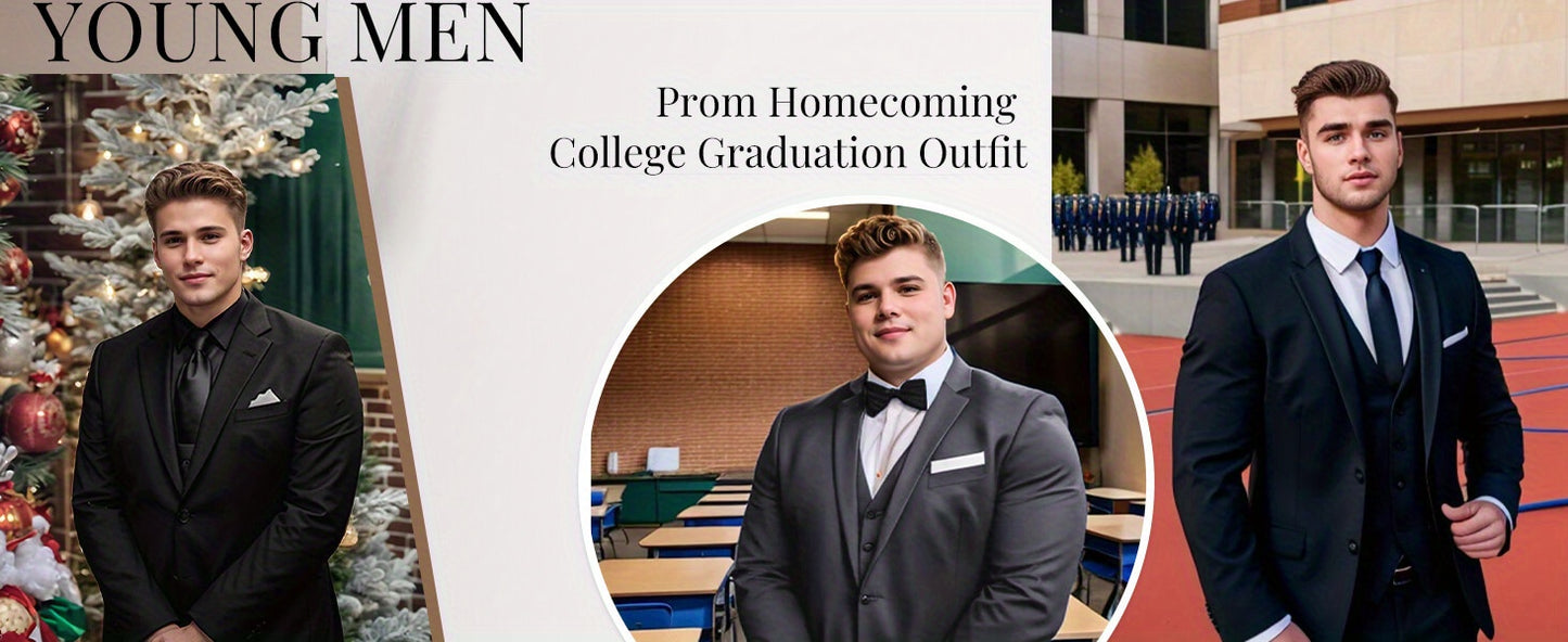 Big size suit three piece set for Men's formal attire, height 2 buttons, jacket, vest, pants, workplace, office, wedding, Christmas, school, PLUS SIZE