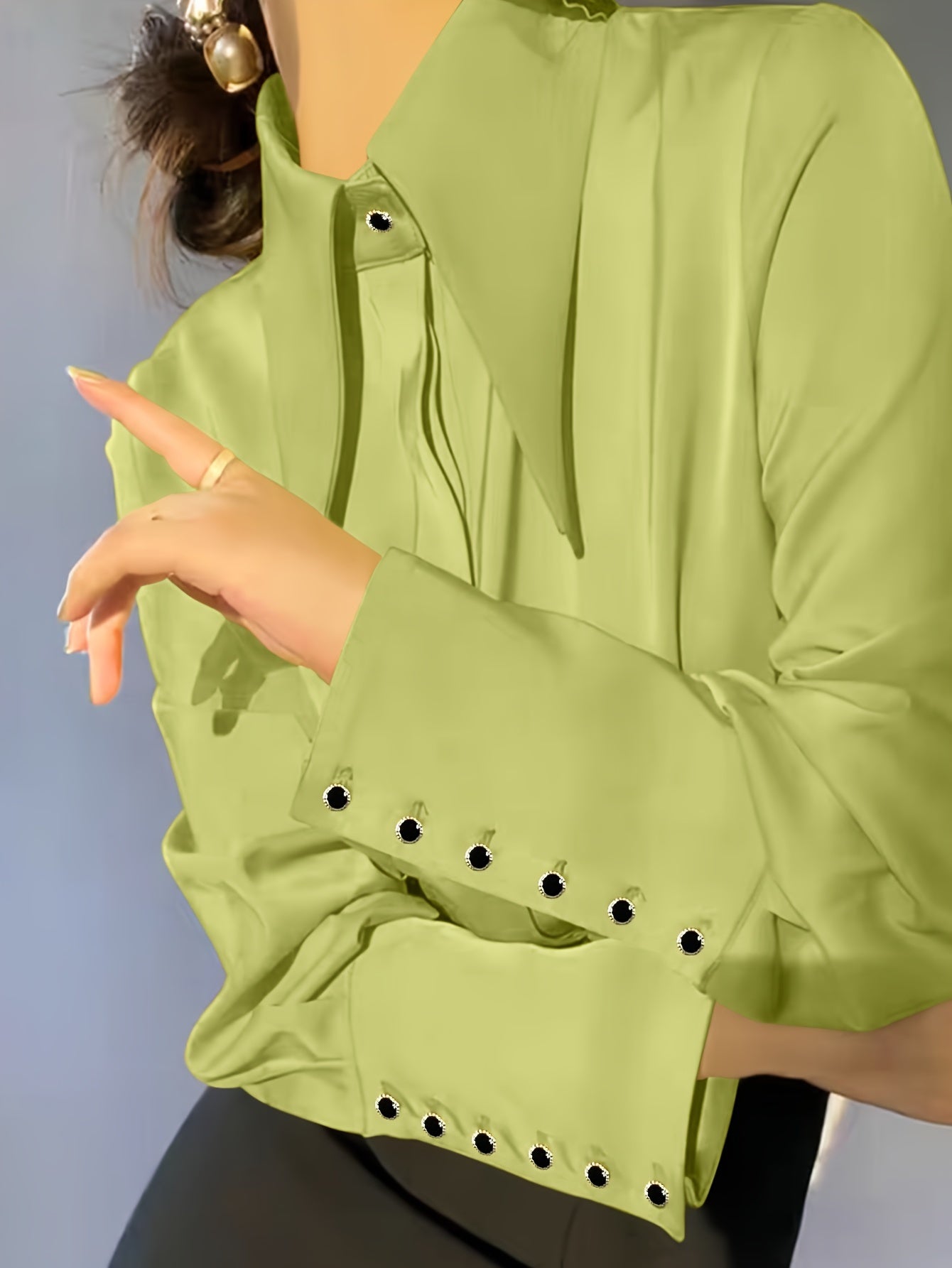 Women's Solid Color Lapel Casual Long Sleeve Shirt